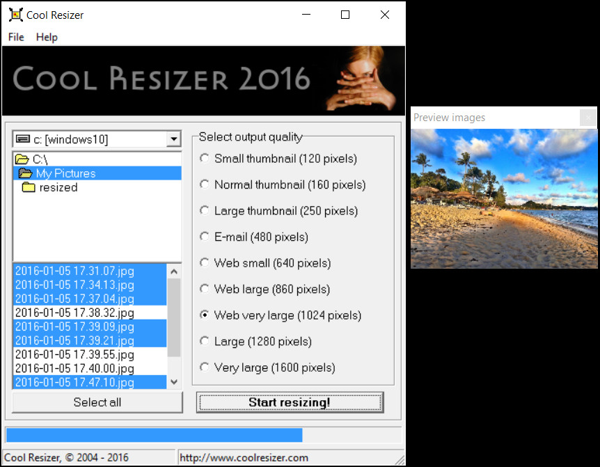 Click to view Cool Resizer 2012 screenshot